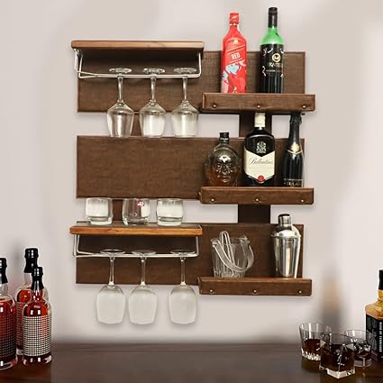 Katkaria Creations Leather Home Bar | Wall Bar Cabinet | Bar Cabinets for Home | Wall Mounted Bar for Living Room | 1 Year Warranty