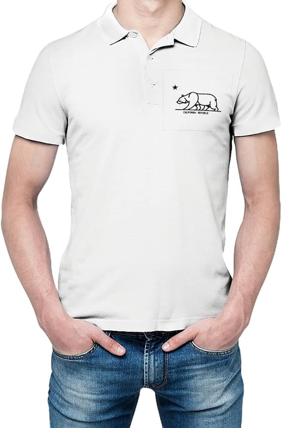 Amazon Co Jp ポロシャツ 半袖シャツ 白背景 クマ カリフォルニア州の旗 ｔシャツ メンズ 吸汗速乾 柔らかい 夏 Uvカット スリム ポリエステル ビジネス風 カジュアル ゴルフシャツ 通気性 襟付き プリント メッシュ 仕事 S 2xl 快適 ホワイト ファッション