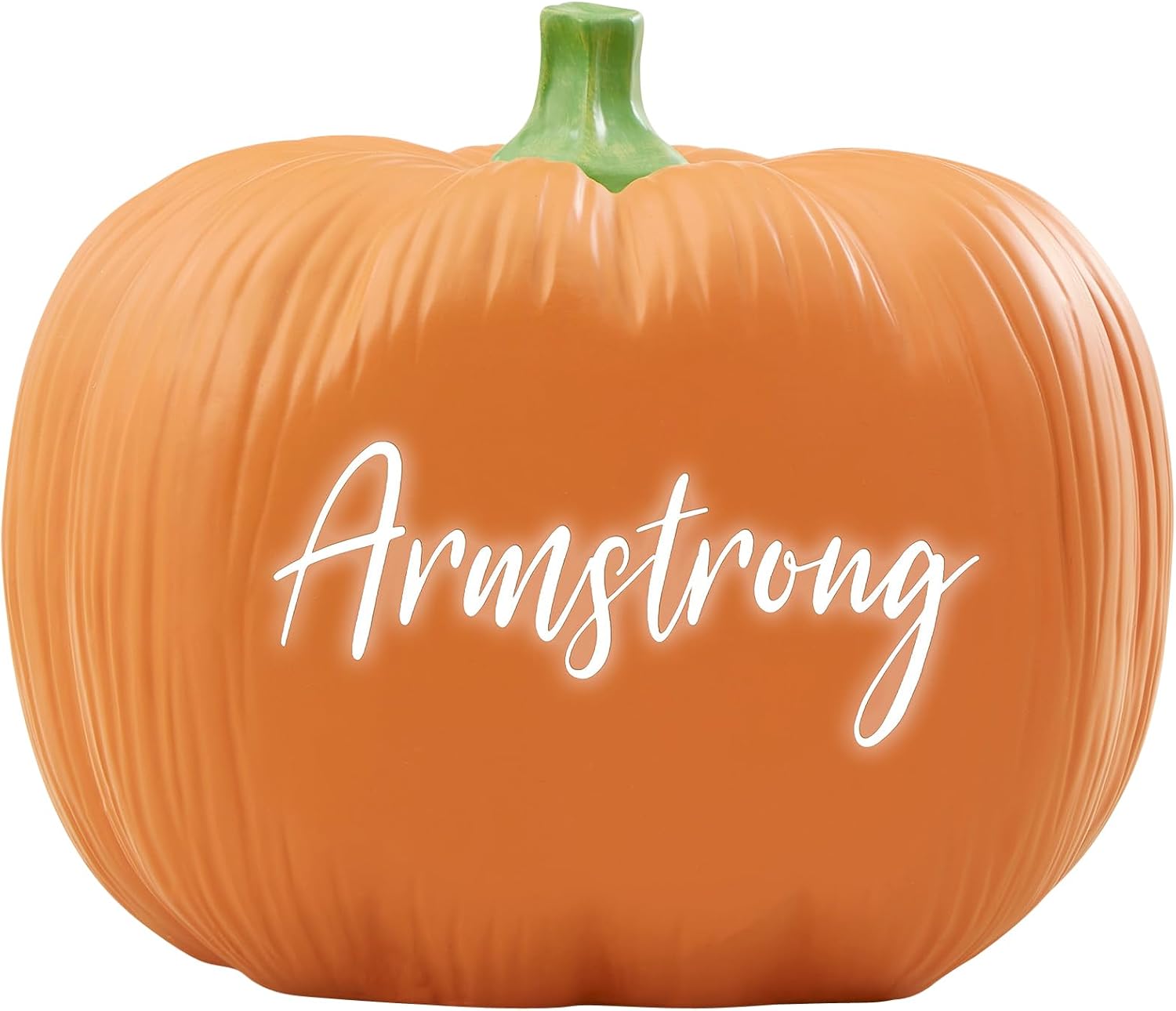 Personalization Univeres Modern Cursive Name Light Up Resin Pumpkin, Indoor Halloween and Fall Decor with Light Up Function, Customizable with Any Name, Ideal Thanksgiving and Fall Home Decor