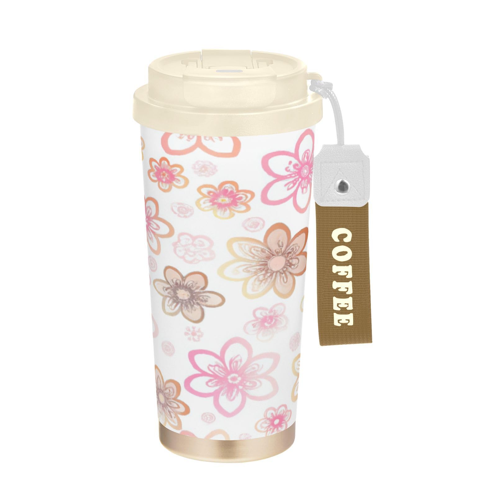 Cute Sakura Flowers Insulated Coffee Mug 17oz Travel Tumbler with Straw & 2-IN-1 Lid Stai…