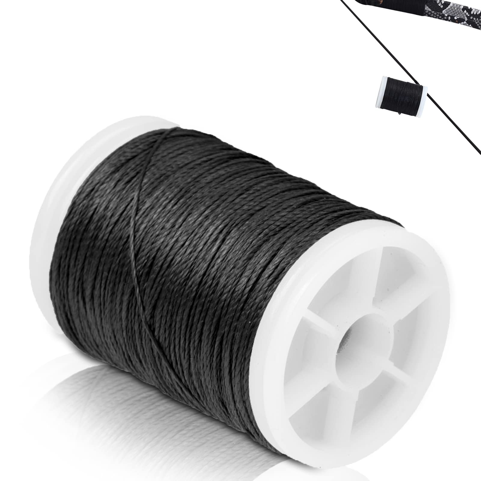 Archery Serving Thread Bowstring Serving Material, 3 Colors 131 Yards Durable Nylon String Serving Thread Peep Sight Maintenance Accessories (Black)