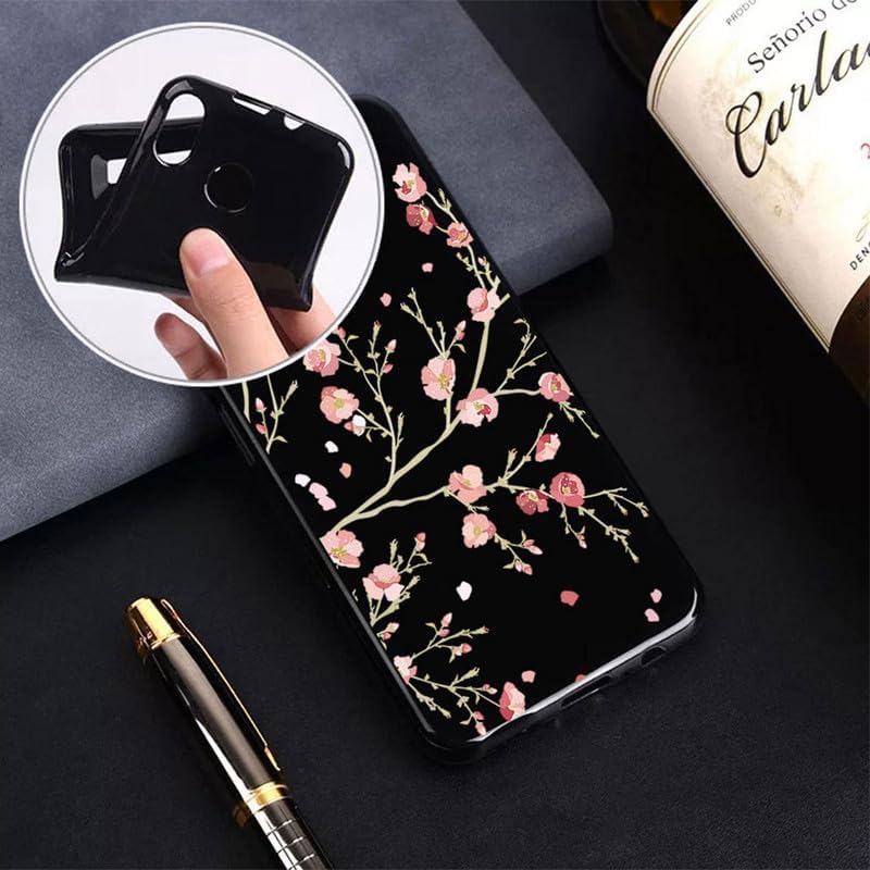 Phone Case for Doogee DK10 (6.67") with [2 x Tempered Glass Protective Film], Ultra-Thin Shockproof Bumper Cover Black Soft Silicone Case for Doogee DK10 - Camellia