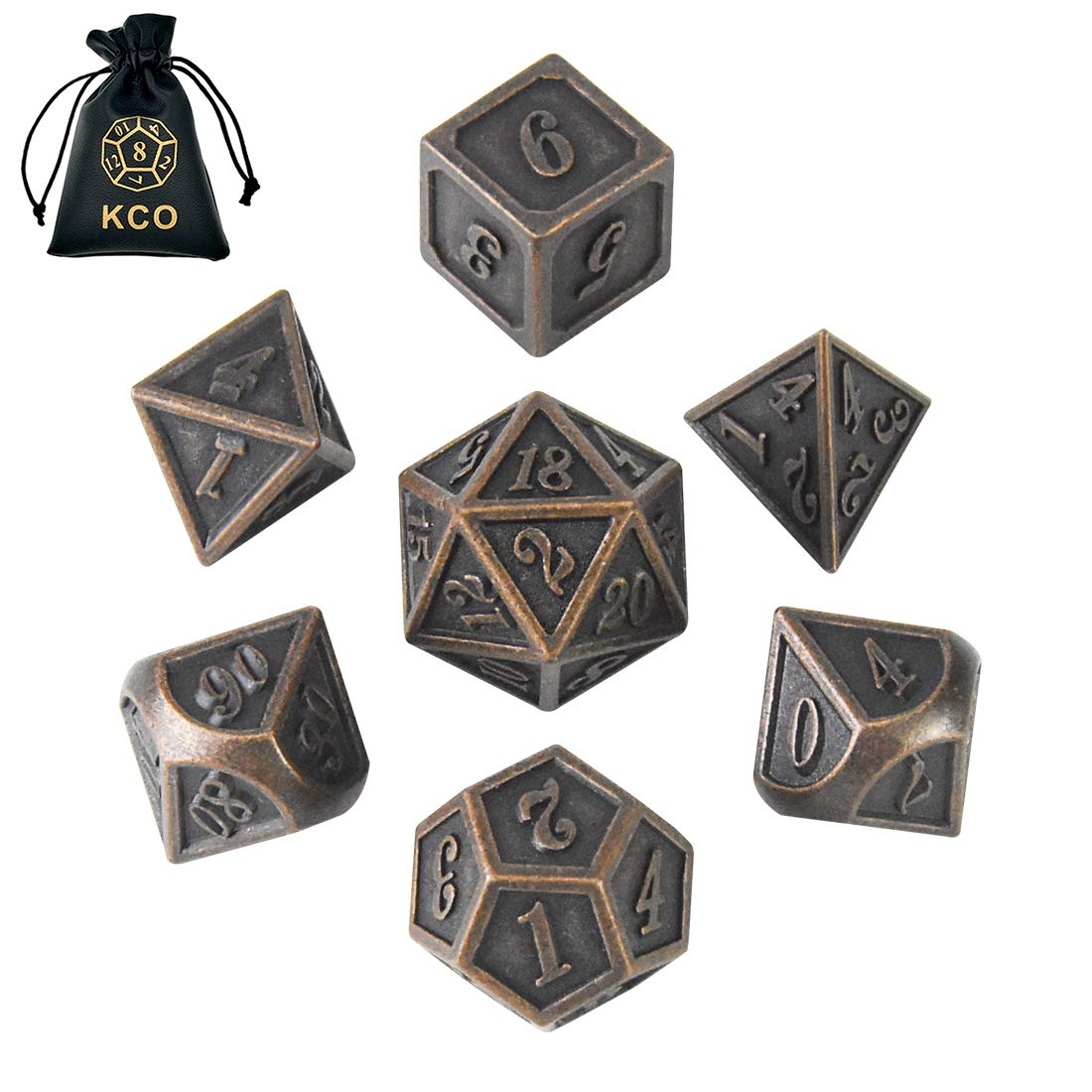 KCO Metal Dice Set 7 Die Polyhedral Dice Set DND Role Playing Game Dice