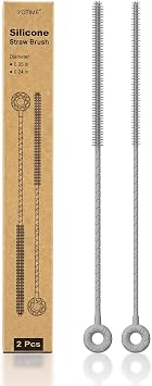 YOTIME Silicone Straw Cleaner Brush, 2 Pcs Reusable Straw Brush6mm+9mm for Cleaning Narrow & Wide Straws, Tumblers, Gray