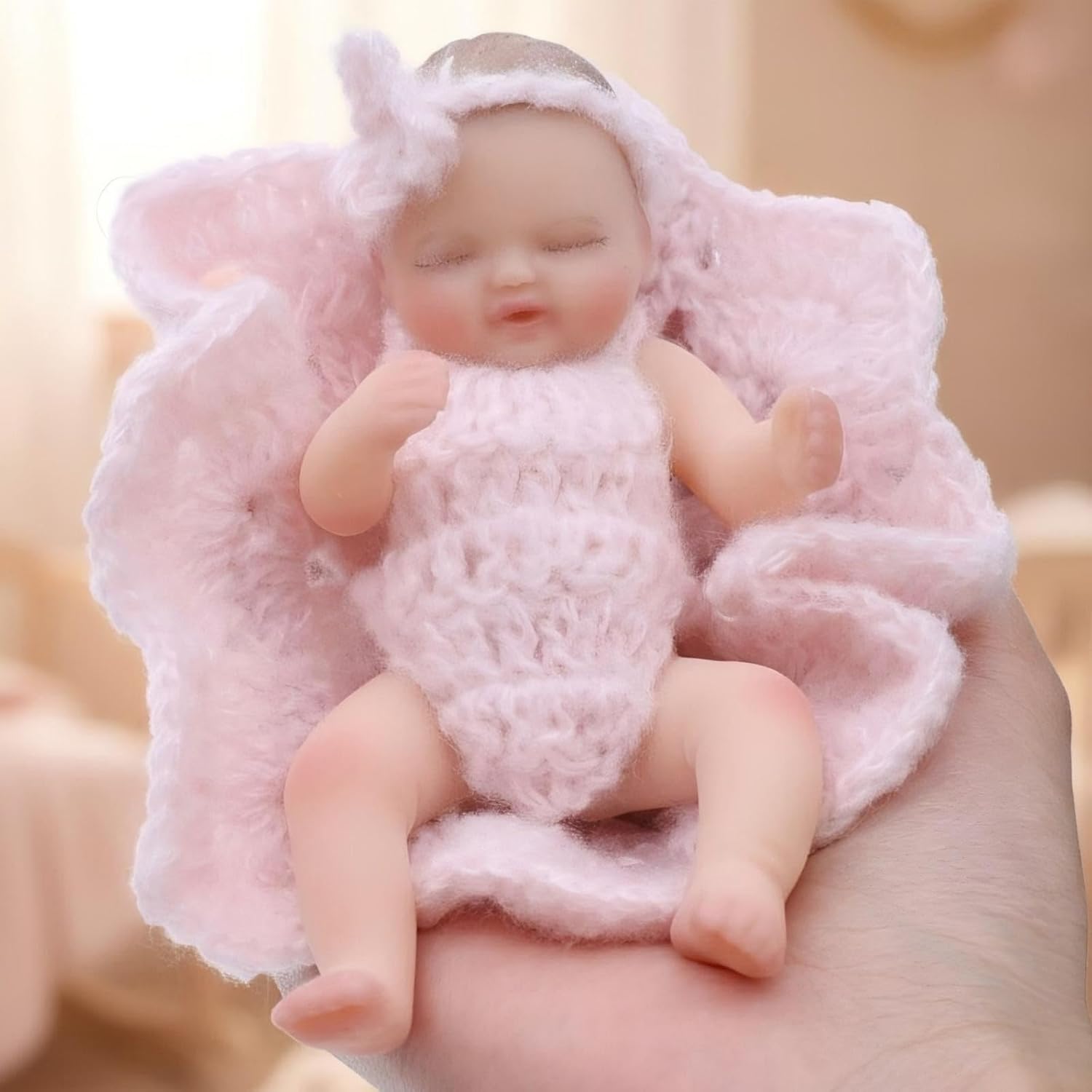 5 inch Mini Platinum Silicone Reborn Baby Doll, Tiny Silicone Baby Dolls，Realistic Newborn Baby Dolls Full Body Stress Relief, Decoration, Gifts, Collectible