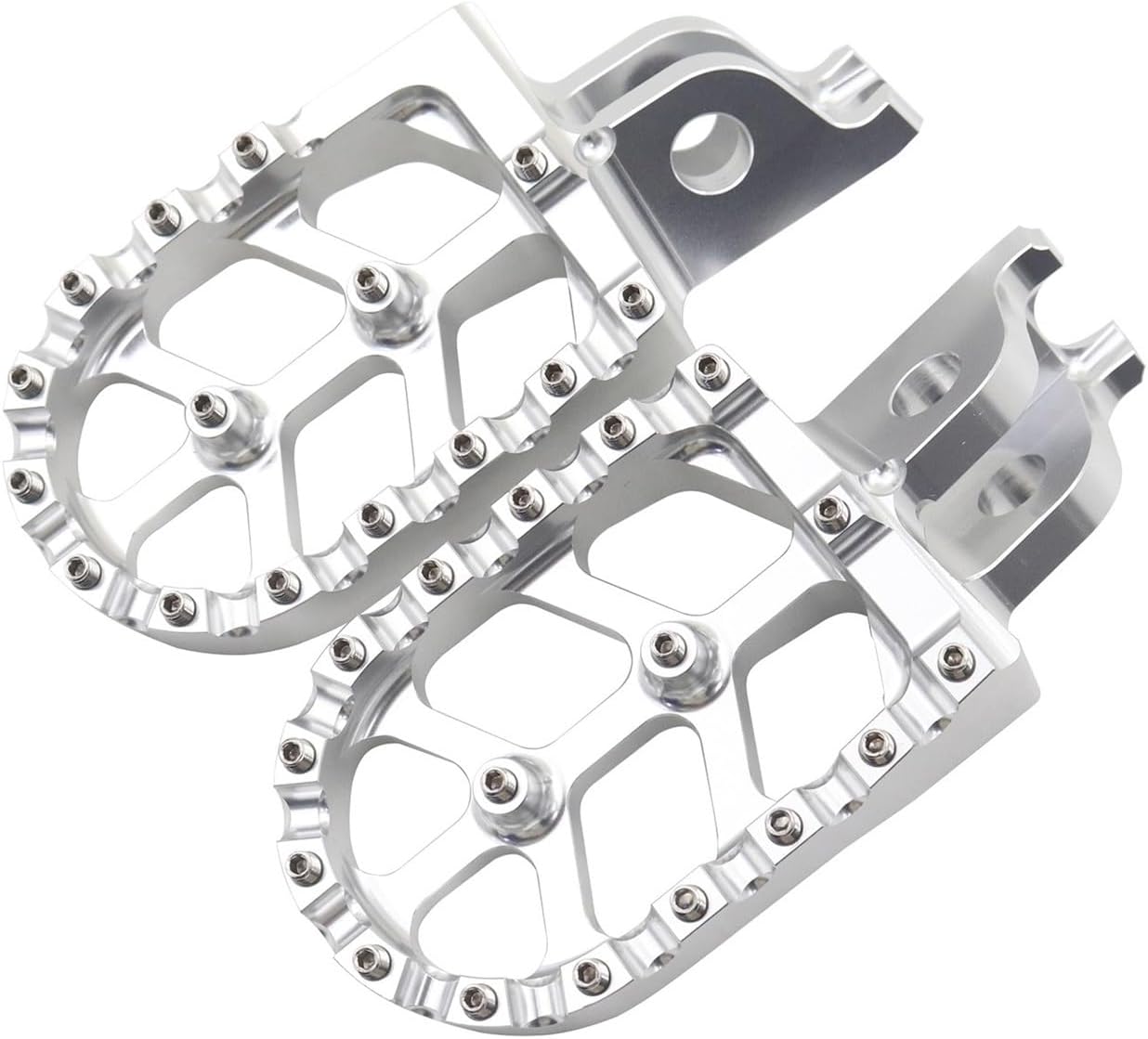 Motorcycle pedal Motorcycle Aluminum FootRest Footpegs Floor Boards Pedals CRF150R CRF250R CRF250X CRF450R CRF450X CRF250RX CRF450RX(Silver)