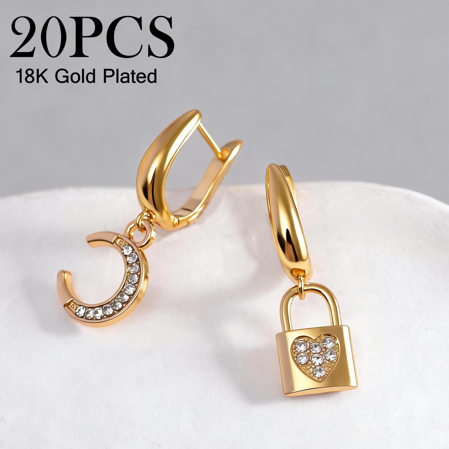 stino 20Pcs U Shape Earring Hooks for Jewelry Making (18K Gold Plated)