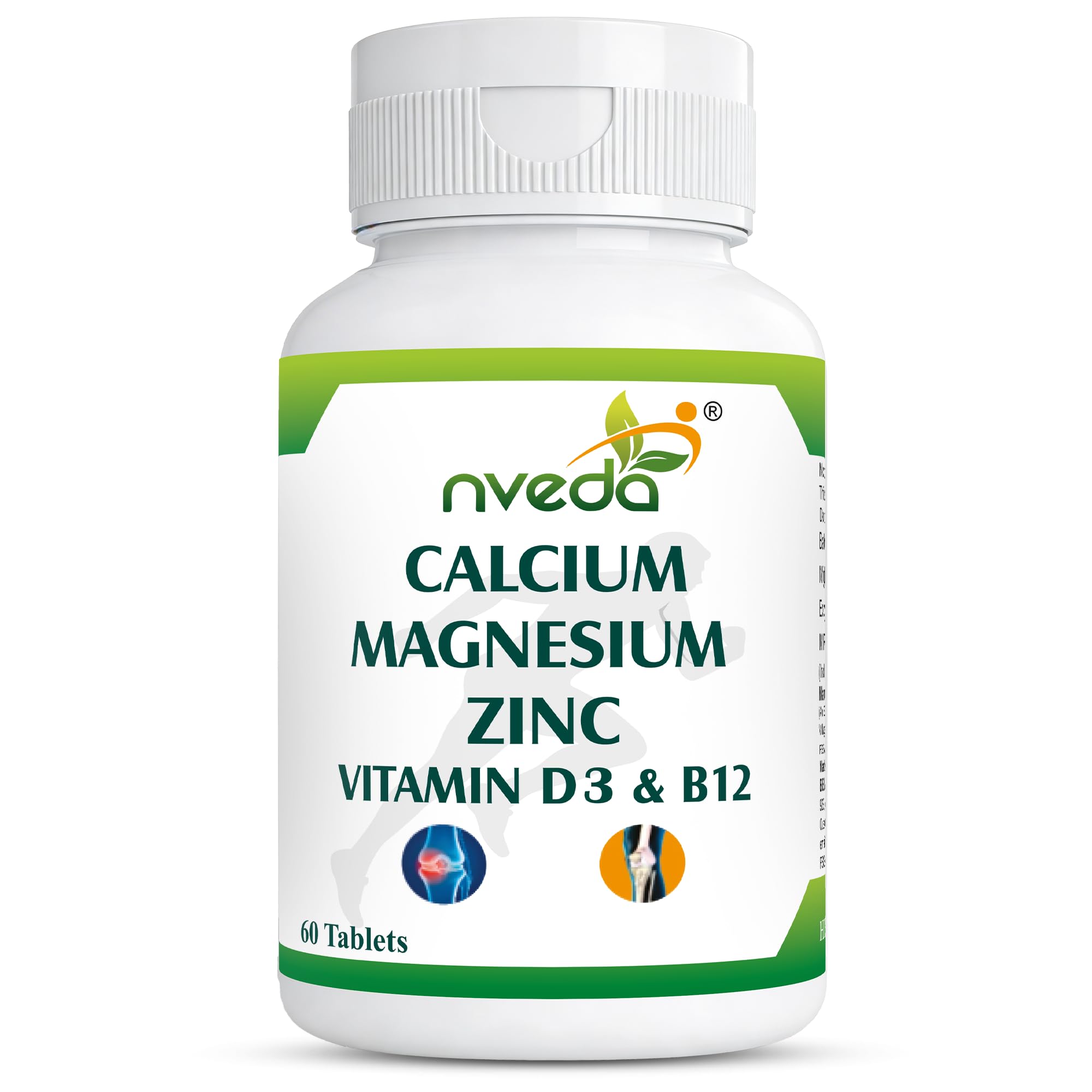 Nveda Calcium Supplement 1,000 mg with Vitamin D,Magnesium,Zinc & Vitamin B 12 For Unisex/For Immunity,Bone & Joint Support - 60 Tablets, 100 grams-image-40