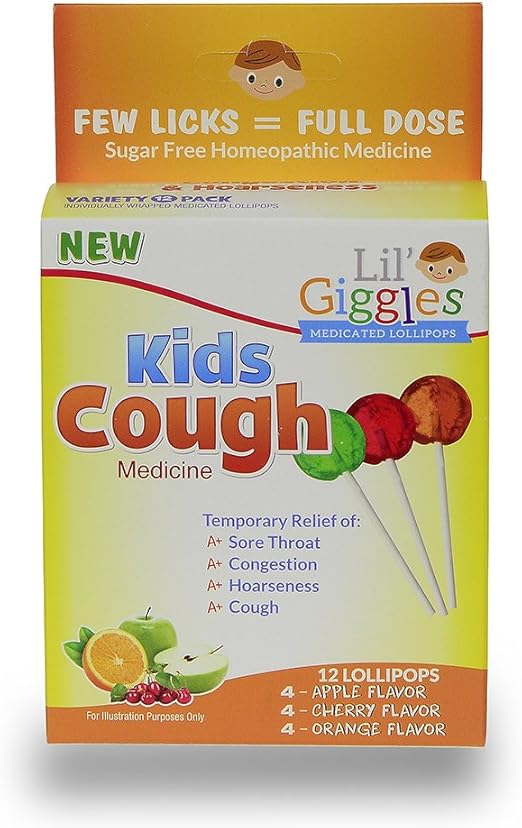 Lil Giggles Kid's Medicated Lollipops for Cough for