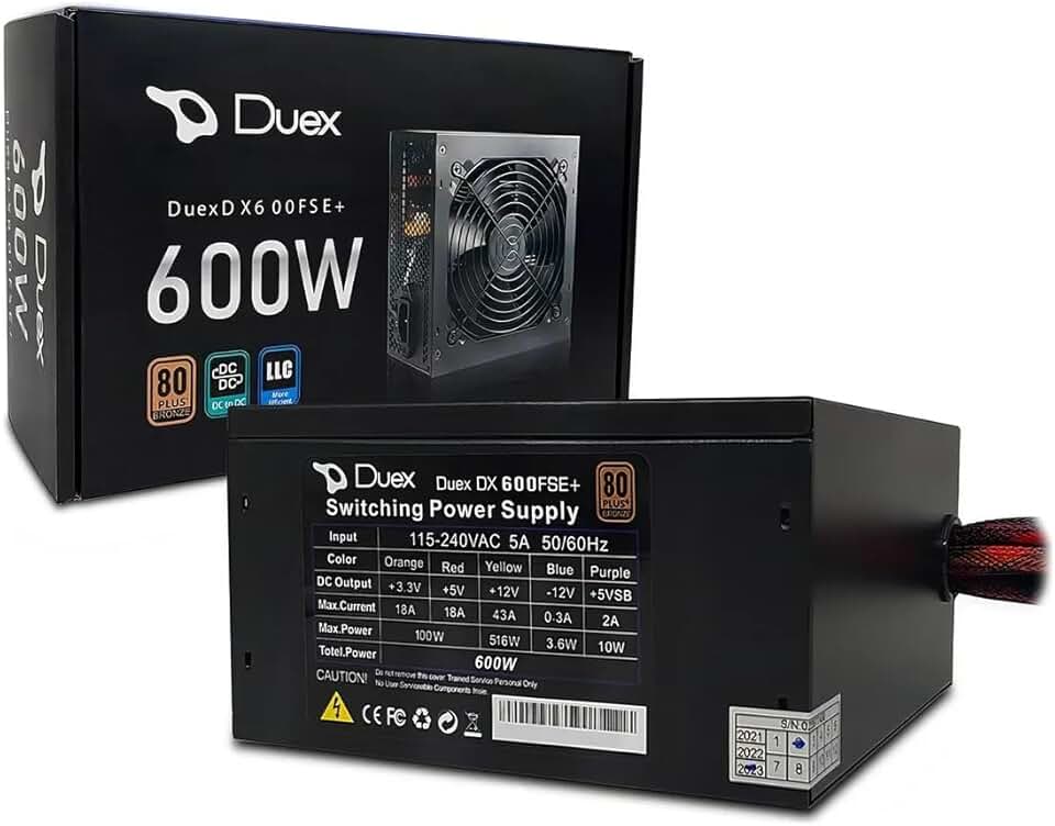 Fonte de Alimentação Duex DX-600FSE+ 600W 80 Plus Bronze PFC Ativo com cabo