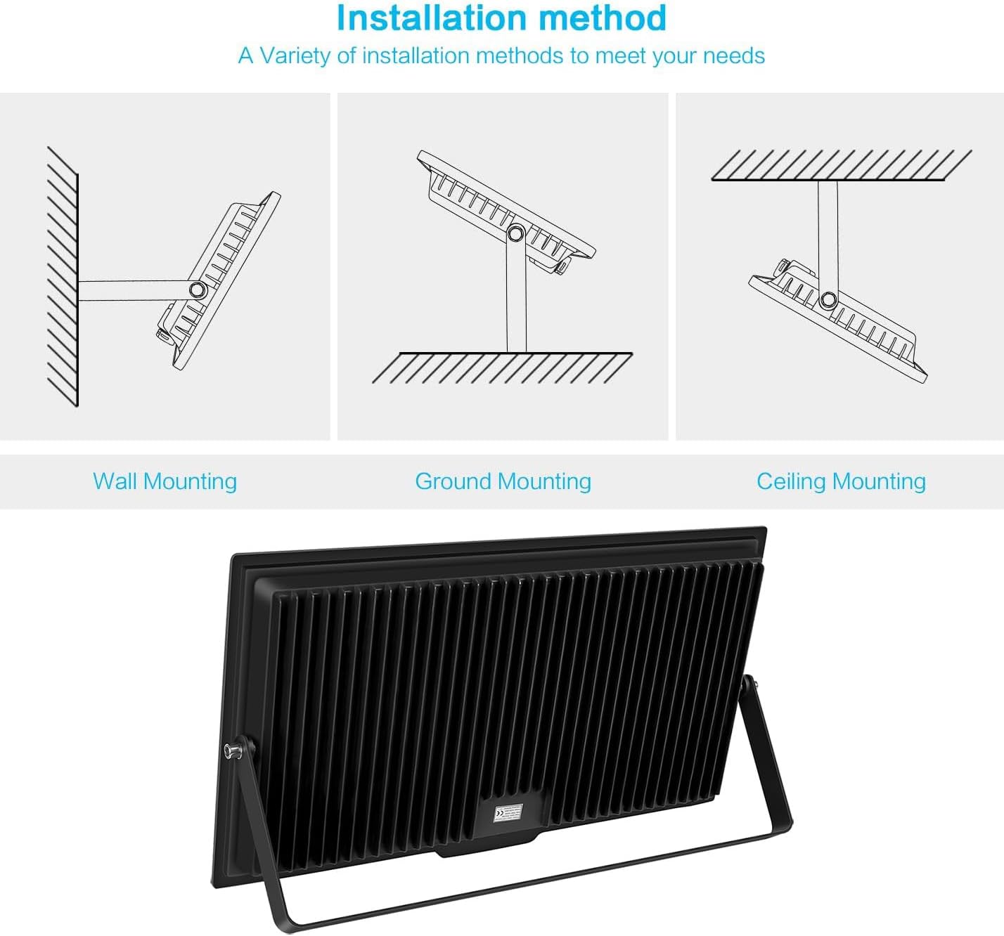 600W LED Flood Light, Waterproof IP66 with Plug, 6000K Daylight White, 60000LM Super Bright Floodlight for Yard, Garden, Garages