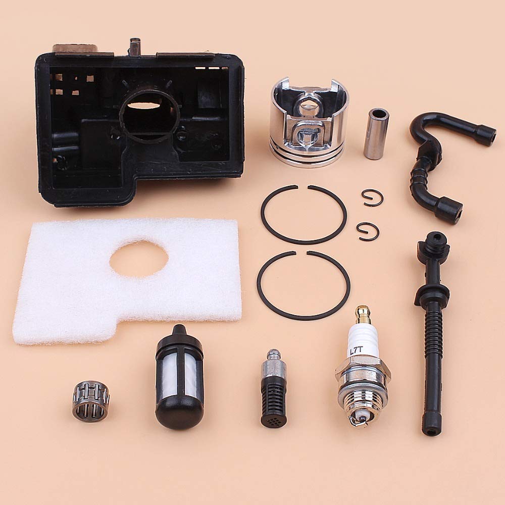 Anillos de pistón de 38 mm Adaptador de Filtro de Aire Kit de Filtro de Manguera de Aceite Combustible Compatible con STIHL MS180 018 MS 180 Repuestos de Motosierra de Gasolina 1130030 2004