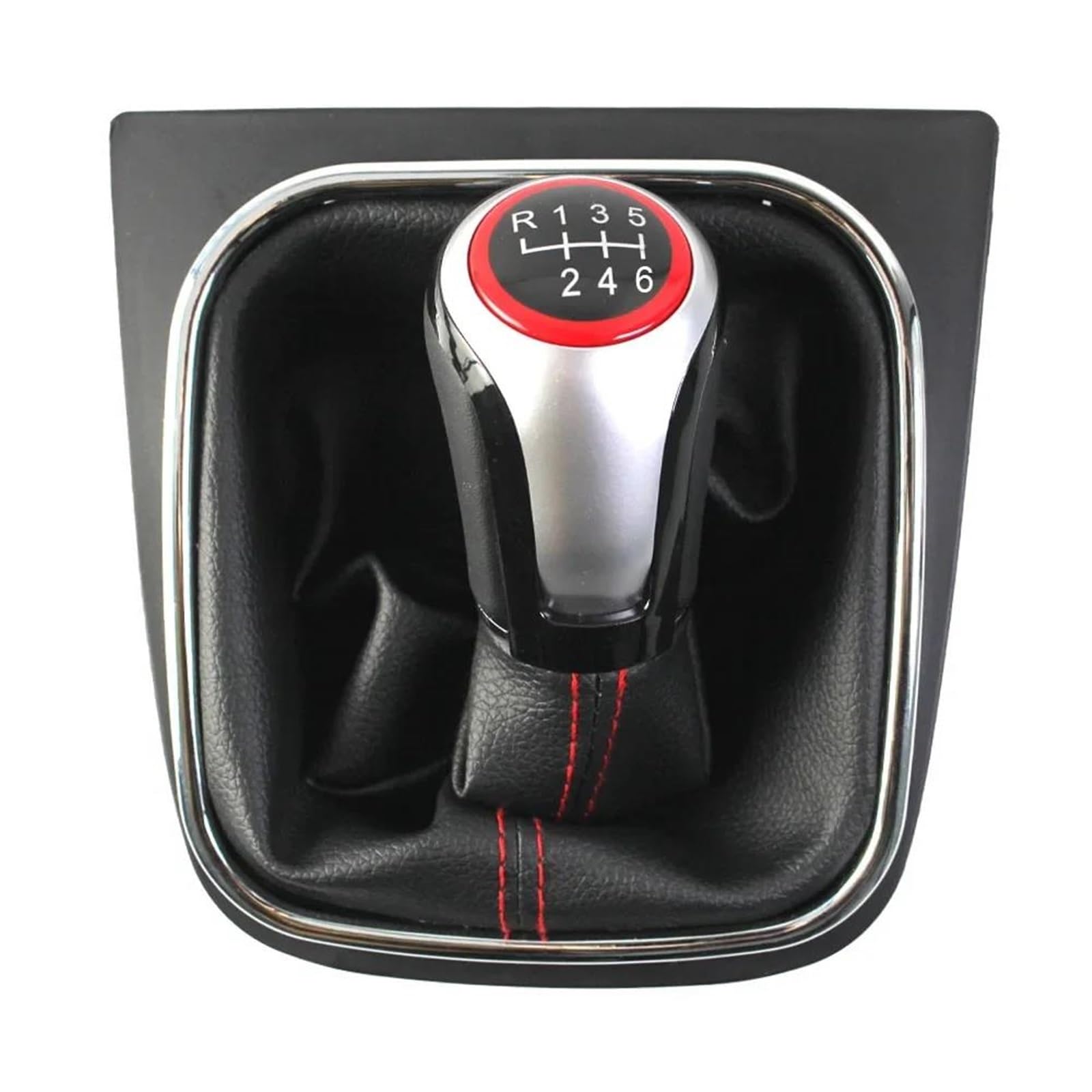 Fhuwaz Red 6-Speed Car Gear Knob For Golf 5 Mk5 6 Mk6 Car Speed Gear Shift Knob With Gaiter Boot For Jetta Mk3 Iii 137 138 1F7 1F8(Red 6-Speed)