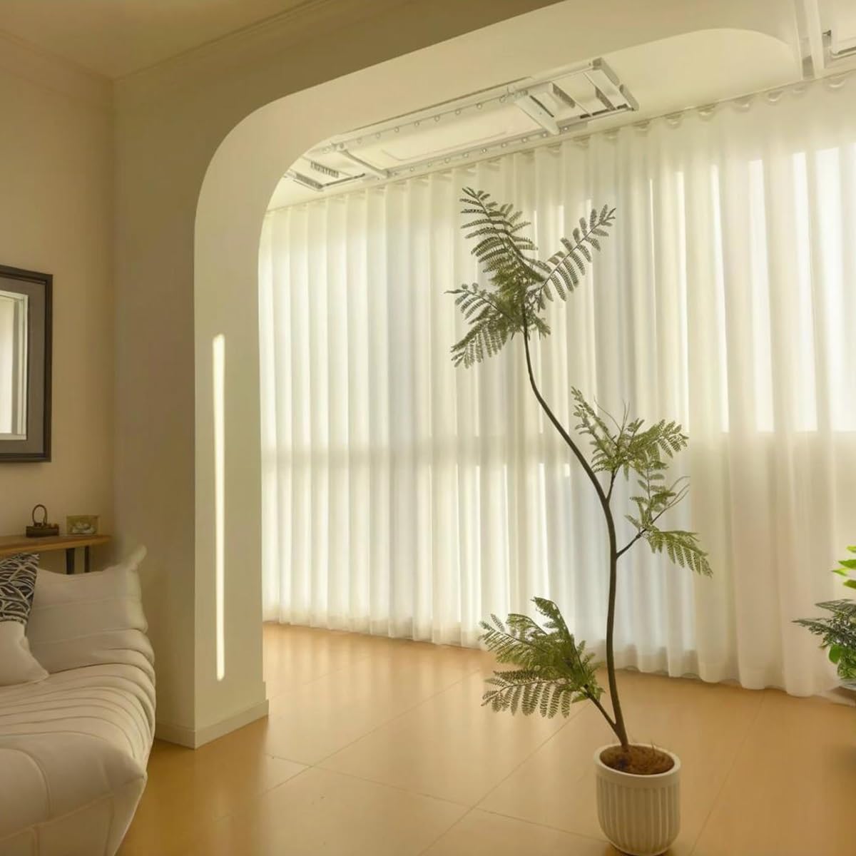 Ultracienki aluminiowy karnisz sufitowy, regulowany, 100500 cm, biały, szampański, karnisz z klipsami i haczykami, na balkon i zatokę (300 cm)