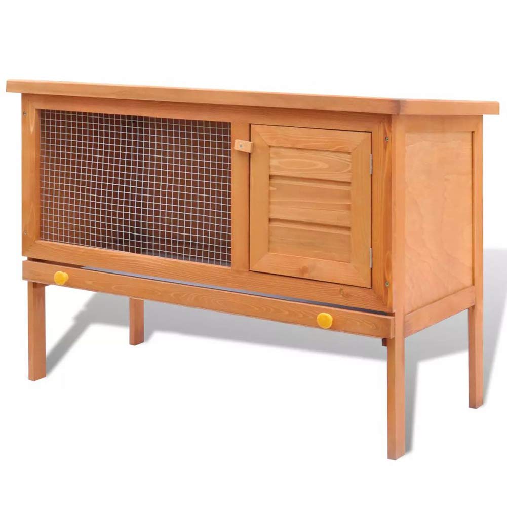 Generic Conejera de Madera de 1 Capa para Exteriores, Jaula para Animales Pequeños con Bandeja Extraíble para Conejos, Cobayas (Latón)