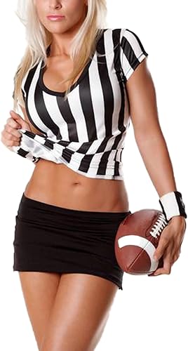 Camiseta de árbitro oficial para mujer, camiseta de árbitro de árbitro de rayas blancas y negras para baloncesto, fútbol, disfraz de Halloween