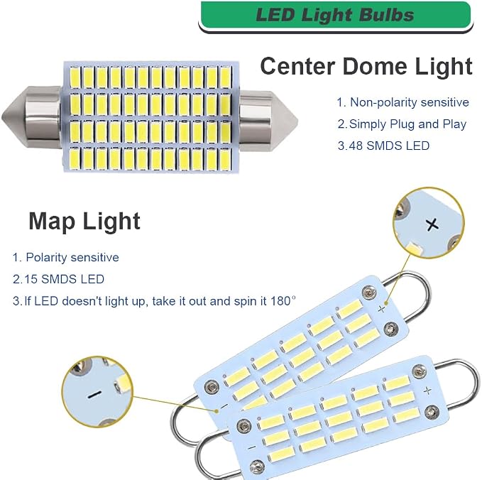 Reemplazo de Bombillas LED para Mapas y Techo para Chevrolet GMC 1988-2000 miniatura 4
