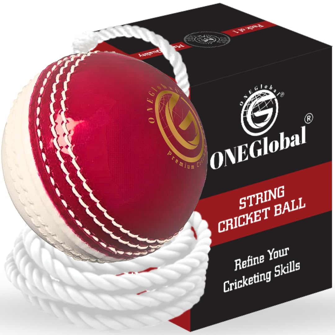 ONEGlobal Incrediball Soft String Cricket Ball | Outdoor and Indoor Soft Hanging Cricket Ball For Practice | Footwork, Timing and Solo Training (1Pack-RED&WHITE)