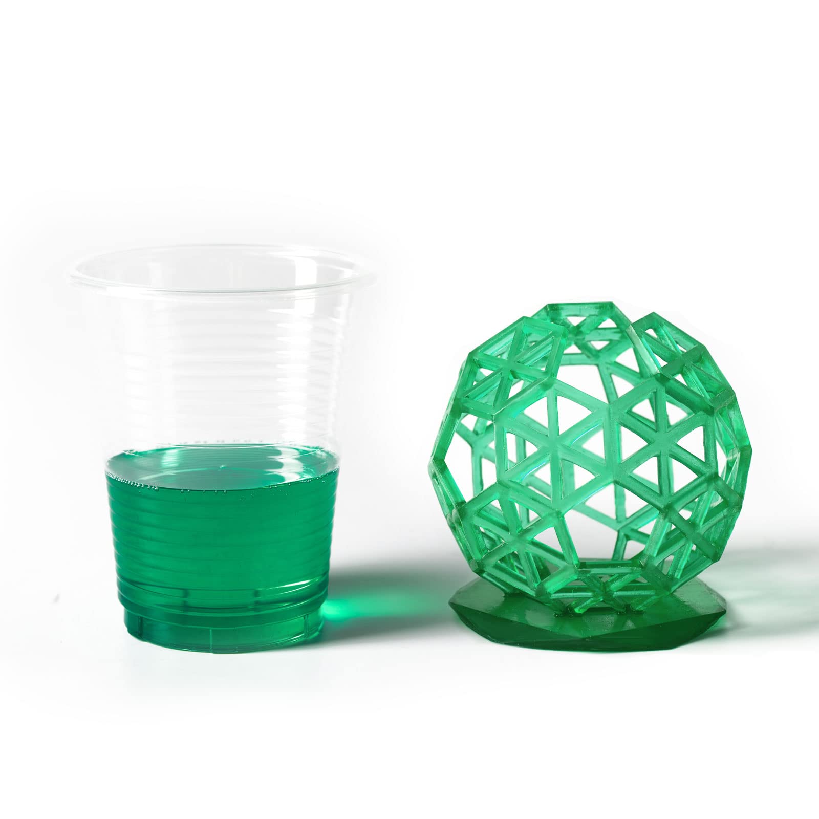 Resina stampante 3d 1kg, Resina rapida lavabile in acqua 405nm per stampa LCD DLP 3D, Resina liquida UV lavabile ad acqua fotopolimero standard ad alta precisione, Verde traslucido