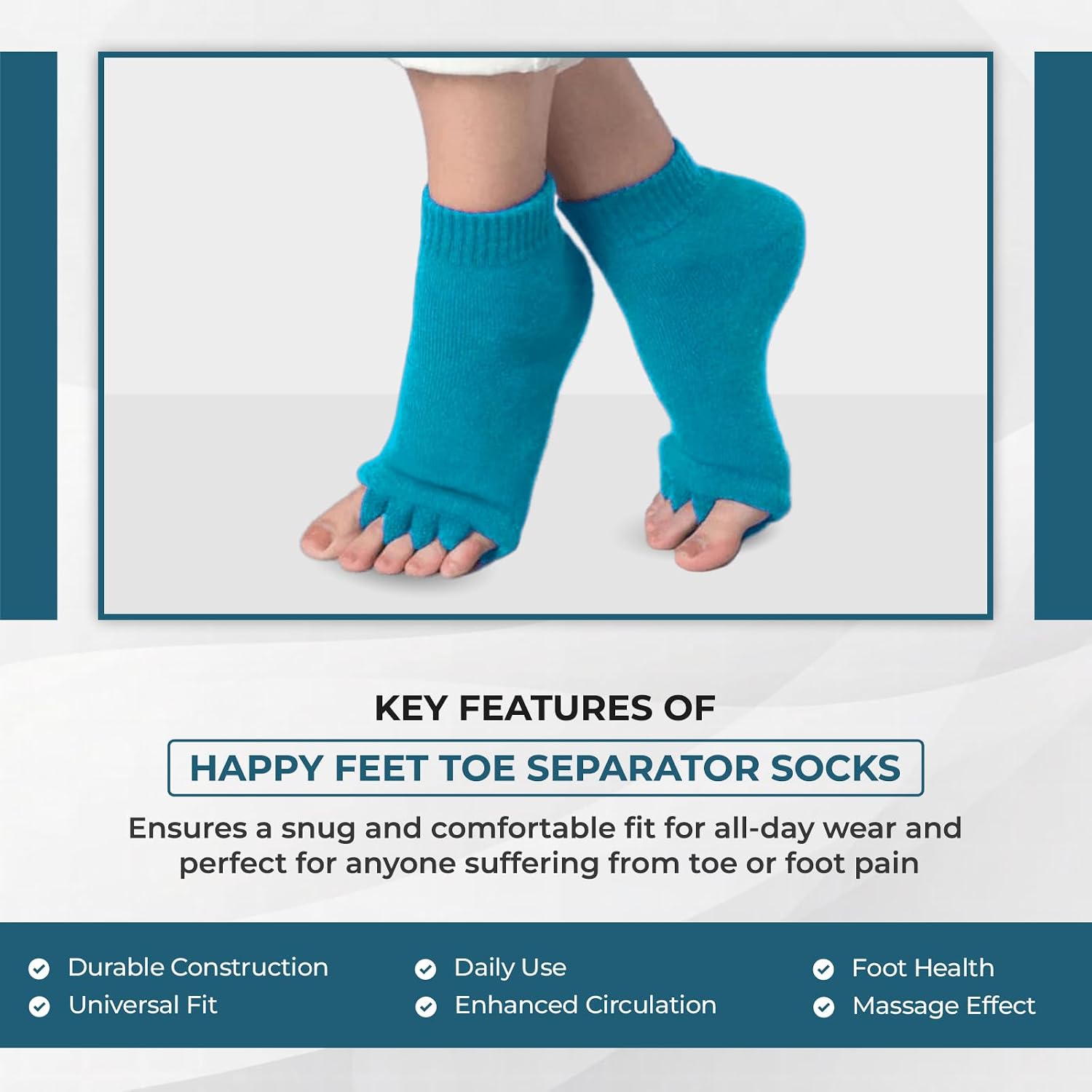 Happy Feet Toe Separator Alignment Socks - Comfortable Toe Separator Socks Massage Sock – Prevent Foot Cramp and hammertoes