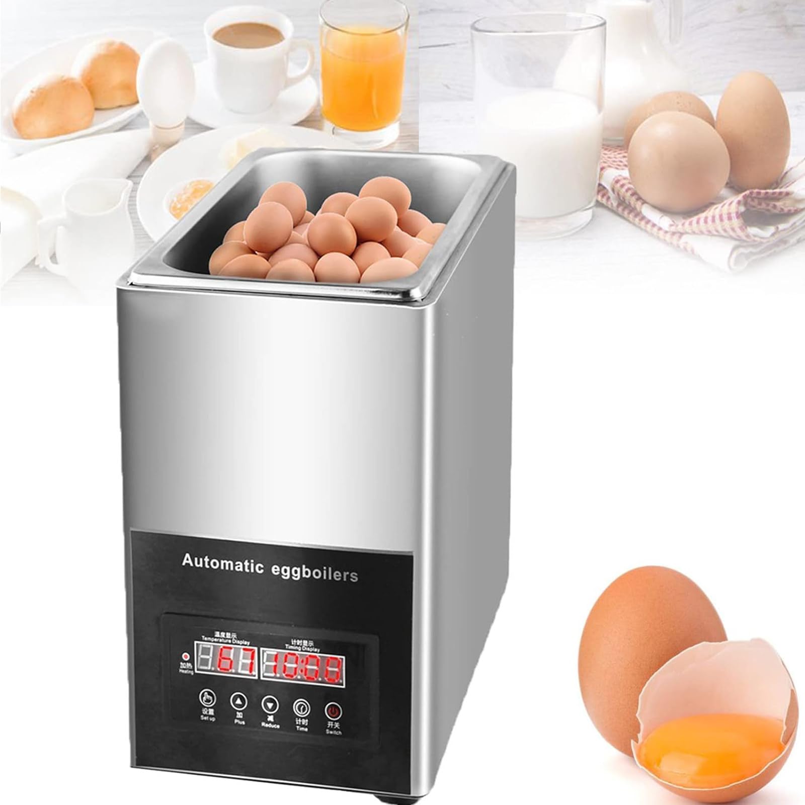 Cuociuova Commerciale Automatico 800W, Cuociuova a Sorgente termale, Cuociuova Commerciale, Cuoci 50 Uova Senza Sforzo - Grande capacità e Cuociuova Automatico a Sorgente termale