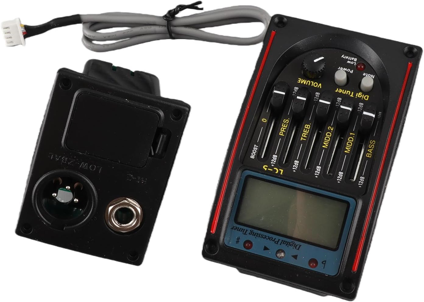 CHICIRIS Acoustic Guitar Pickup, LCD 5-Band Acoustic Guitar Preamp EQ LC-5 Equalizer Tuner Piezo Pickup Material of Metal Plastic for Music Lover