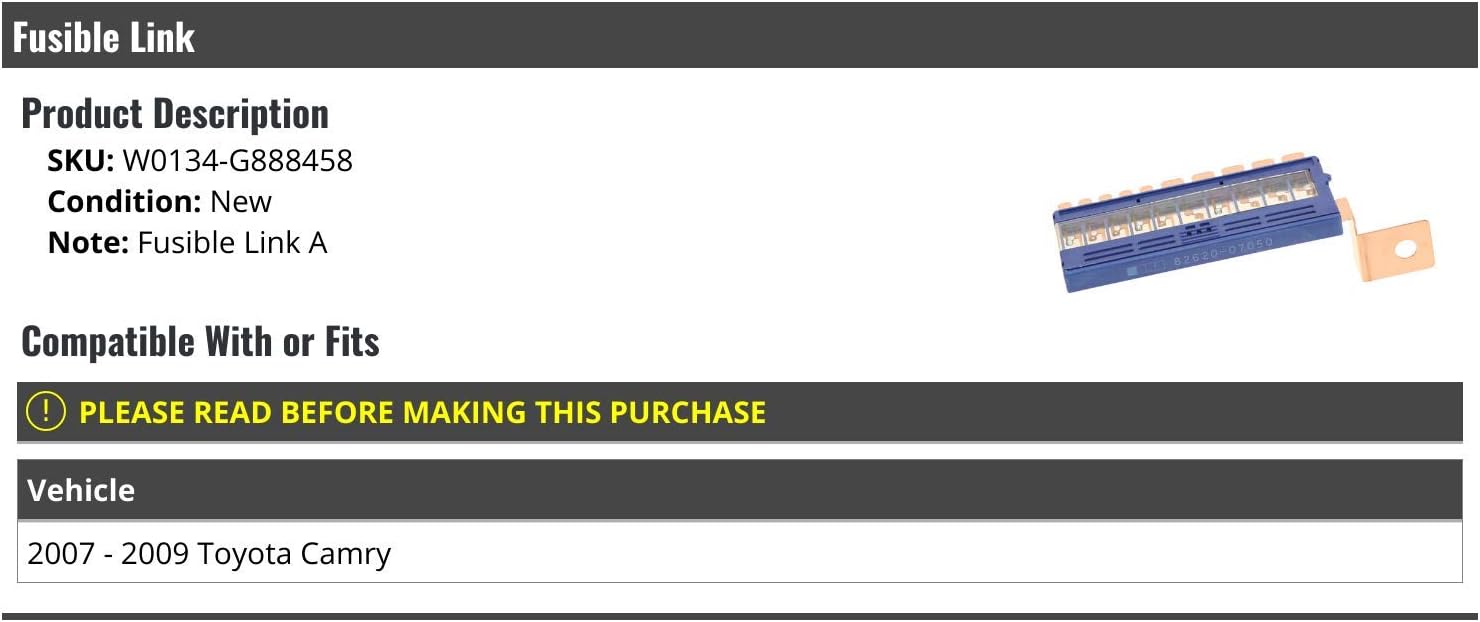 Marketplace Auto Parts Fusible Link (Link A) - Compatible with 2007-2009 Toyota Camry