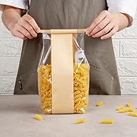 Vista 5 de Restaurantware - Bag Tek - Bolsas de corbata de estaño kraft de 4.6 x 3.5 x 12.5 pulgadas, 100 bolsas resellables para panadería - Fondo plano