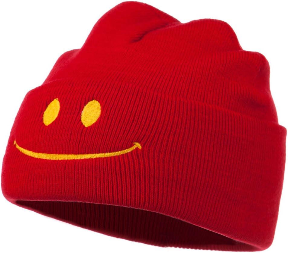 e4Hats.com Happy Smile Face Embroidered Knit Beanie