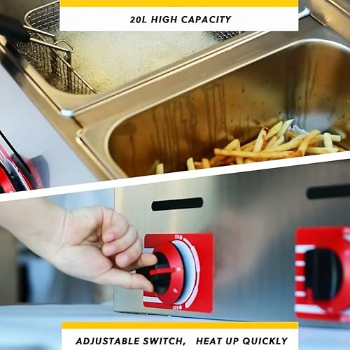 Miniatura 2 de Freidora comercial de gas LPG con cesta de 10L* 2 y tapa de acero inoxidable para encimera Propano-GLP GF-72 propano (LPG) con tubo de metal Cocina