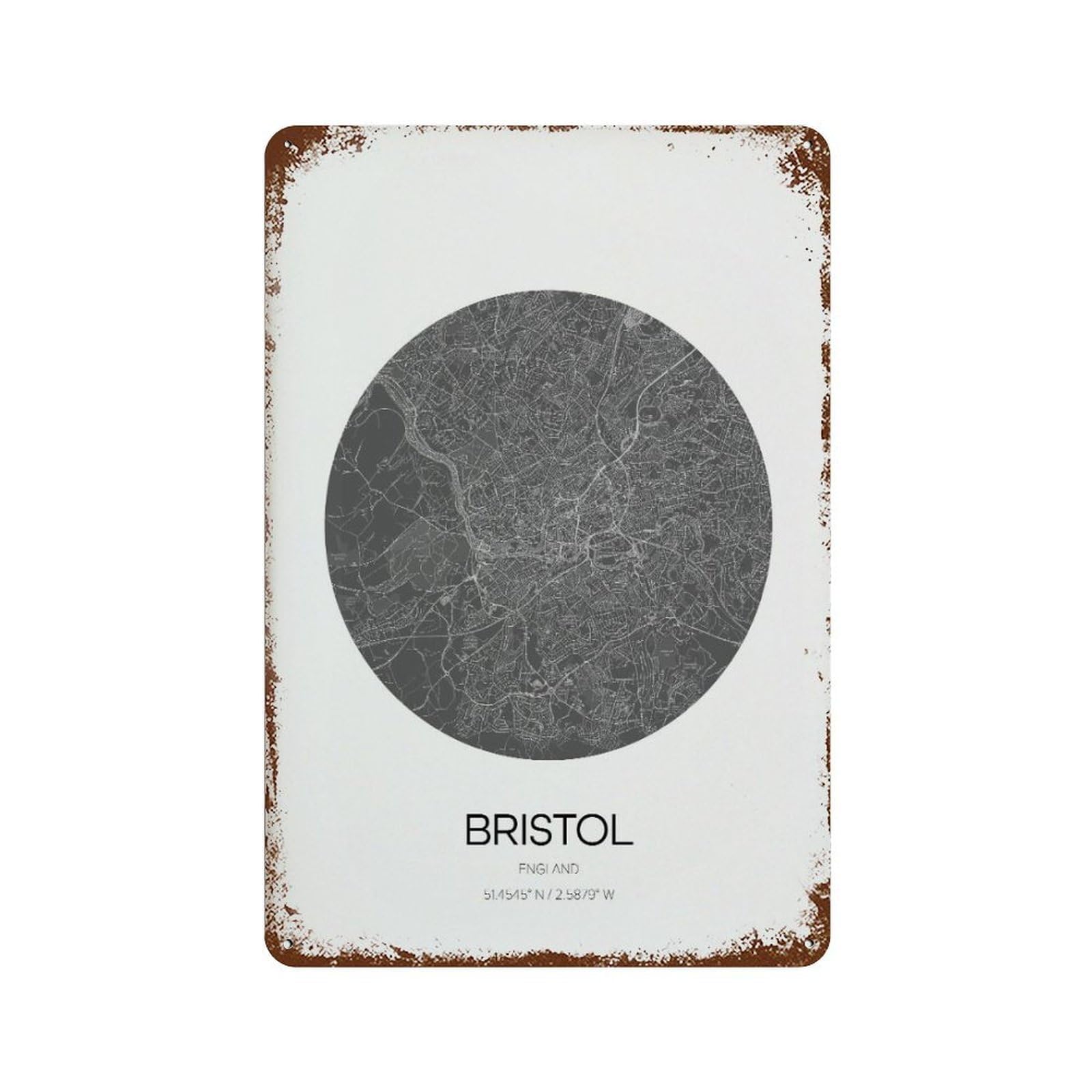 xiaoxiaoshen Bristol City Map Modern Home Decor Wall Decor Art Metal Tin Poster Modern Home Decor Art Home Bar Shop Decorations Vintage Sign 30x20cm