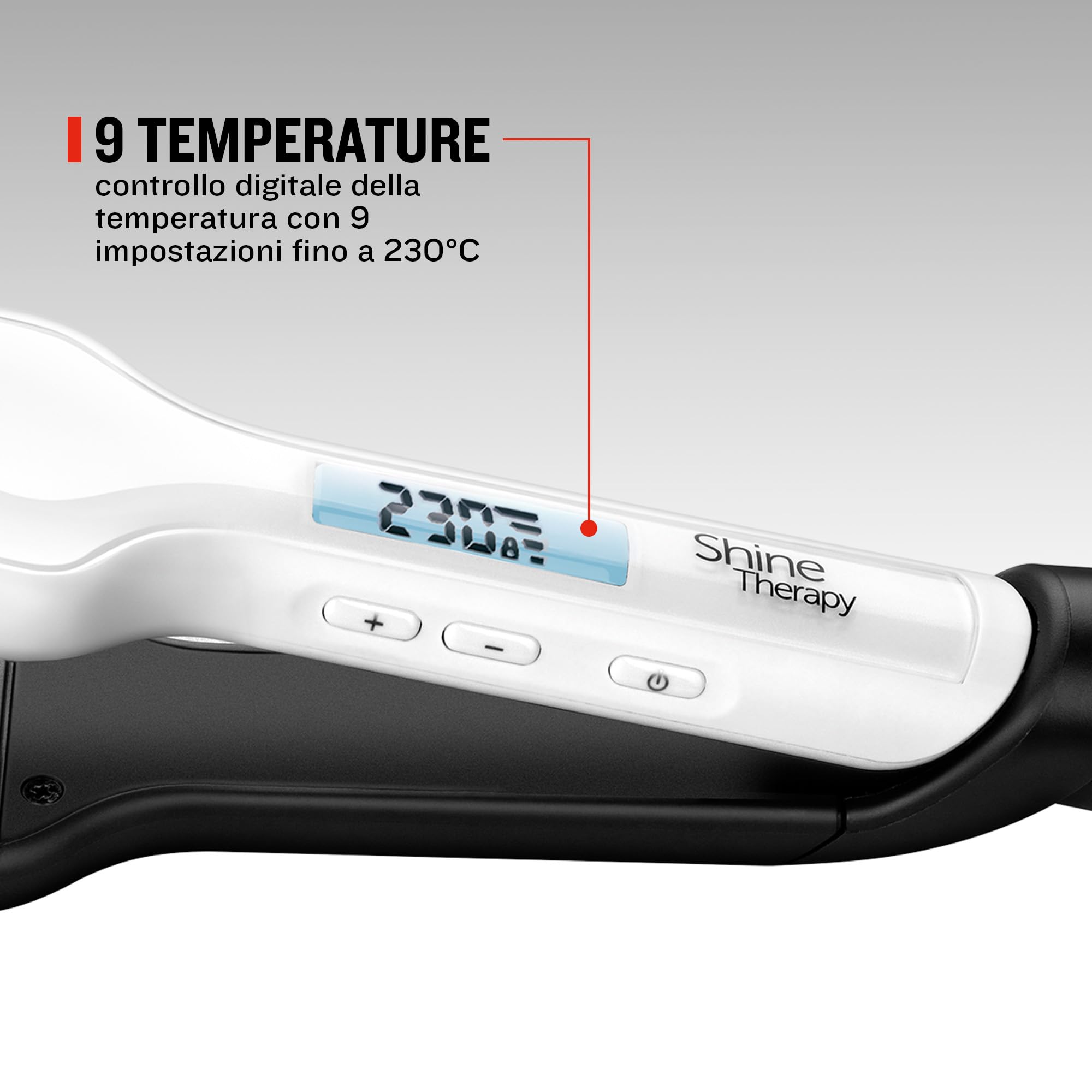 Remington Piastra per Capelli Larga - Shine Therapy: Rivestimento Ceramico con ingredienti microattivi per maggiore brillantezza - Olio di argan marocchino e vitamina E, Display LCD, 150-230°C, S8550