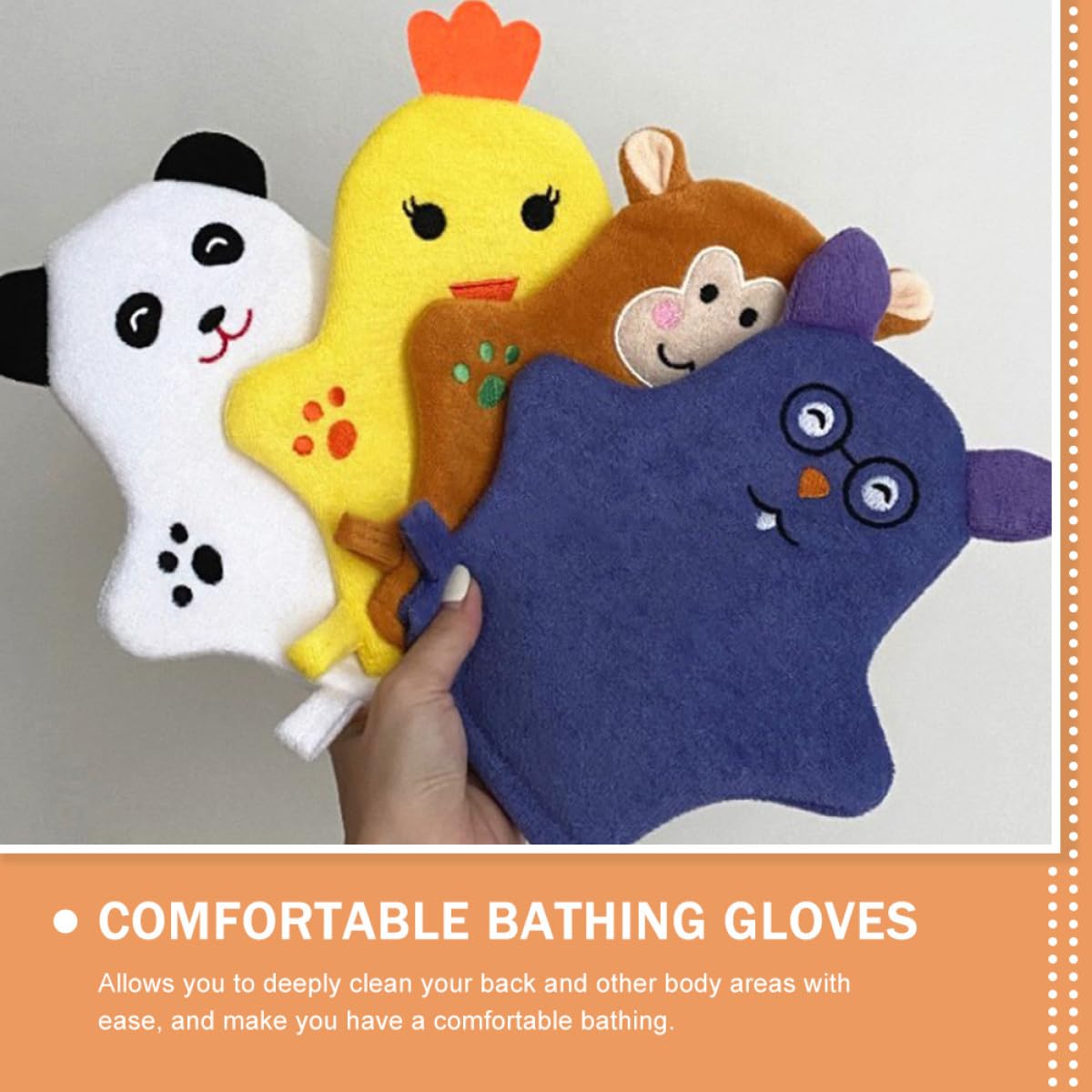MAGICLULU Guantes de Baño Espumosos para, 4 Piezas Formas de Animales, Manoplas Exfoliantes para Ducha, Cuidado de Piel Infantil
