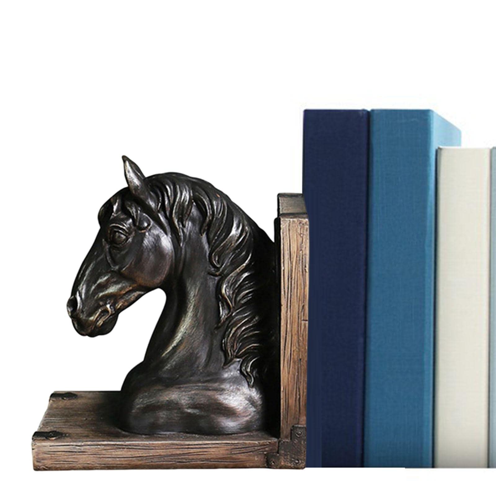 Pferdekopf-Statue im Vintage-Stil, dekorative Buchstütze, Figur für Wohnzimmer