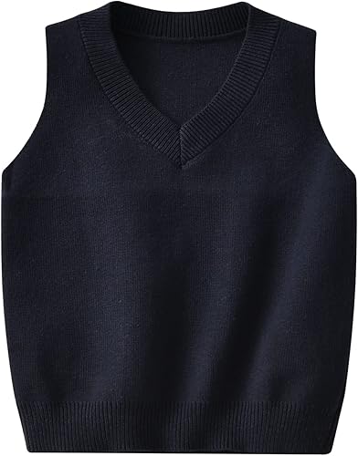 PTPUKE Chaleco de punto sin mangas con cuello en V para bebés, niños y niñas