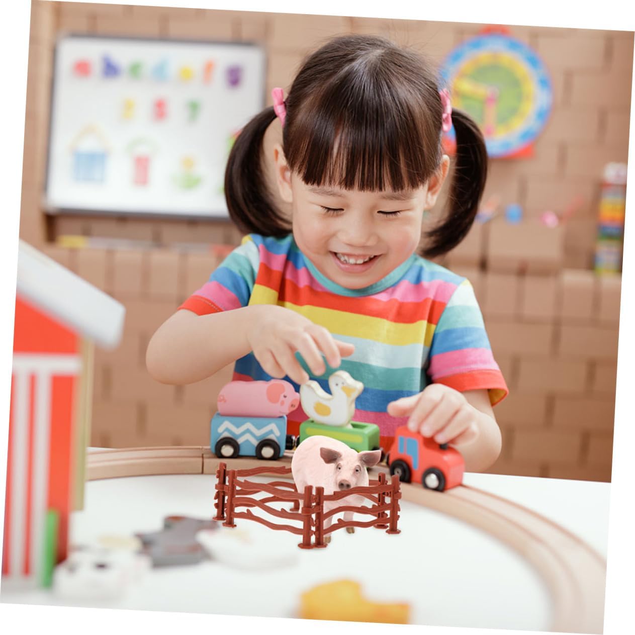 Hemoton Mini Toy Fence for Farm Animals 200 Pcs Portable Plastic Corral Fencing Panels with Buckle Connection for Kids Outdoor Role Play Garden Decor