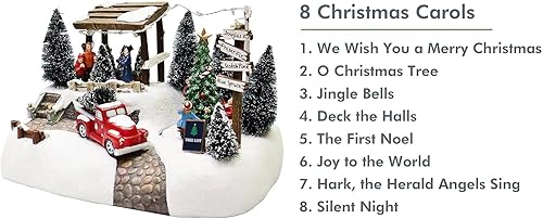 Miniatura 7 de MOMENTS IN TIME Árbol de pueblo de Navidad, decoración del hogar con luces LED y música de Navidad funciona con pilas (no incluidas)