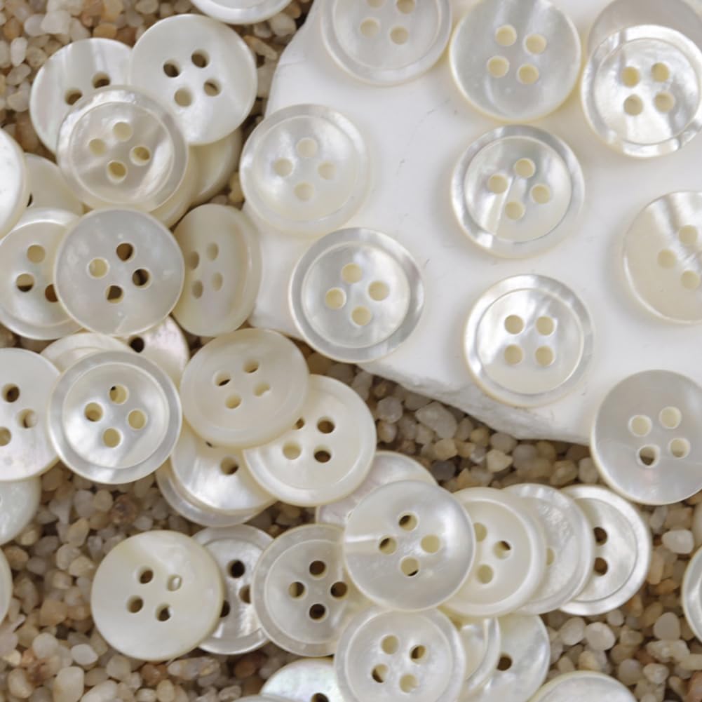 20 Pieces 9MM Genuine White Mother of Pearl Natural White MOP Buttons for Shirts Dresses Polo DIY Craft (Diameter 9MM)