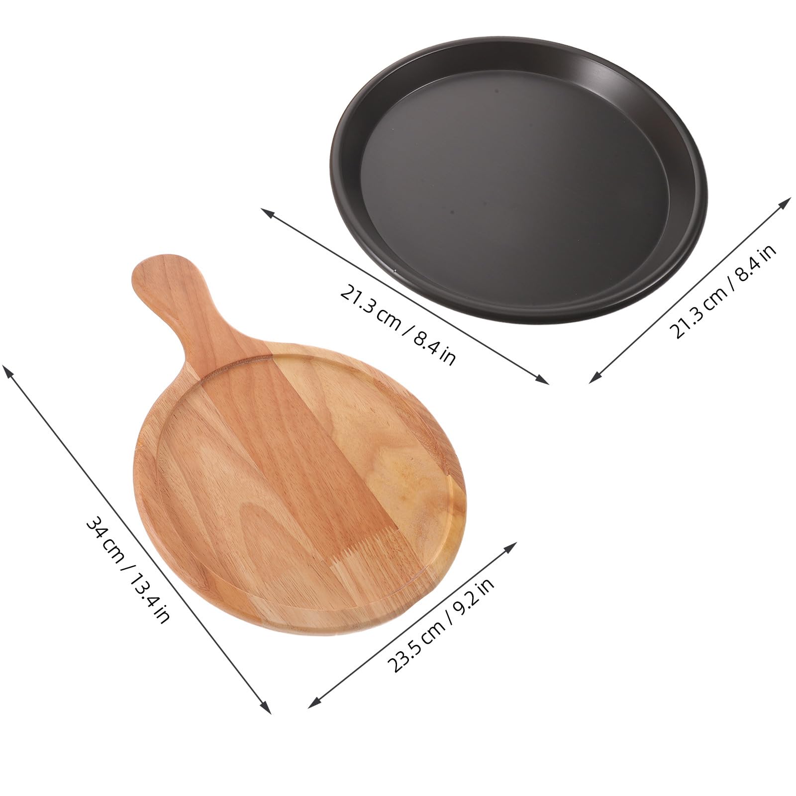 Gatuida 1 plaque à pizza antiadhésive de 20 cm avec plateau en bois de 23