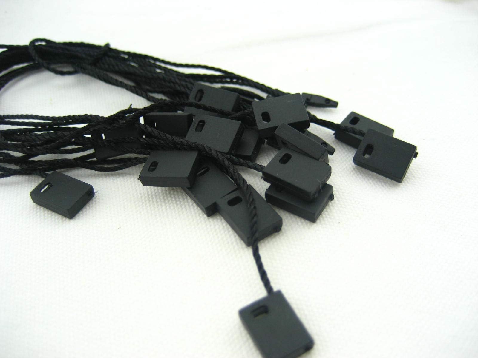50pcs of Black Tag String Lock Fastener Labeling Tagging Supplies Square end tag Hang