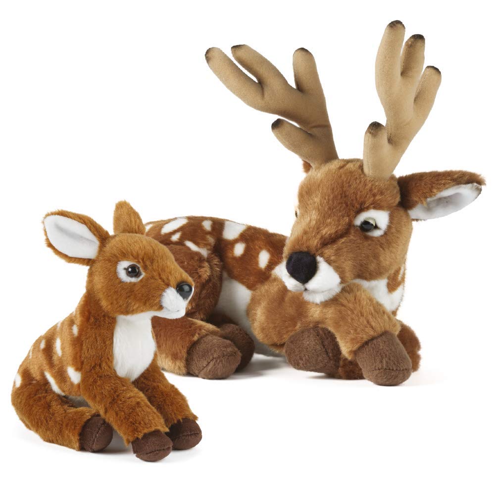Living Nature Soft Toy Gift Bundle - Plush Deer (28cm) & Fawn (21cm)