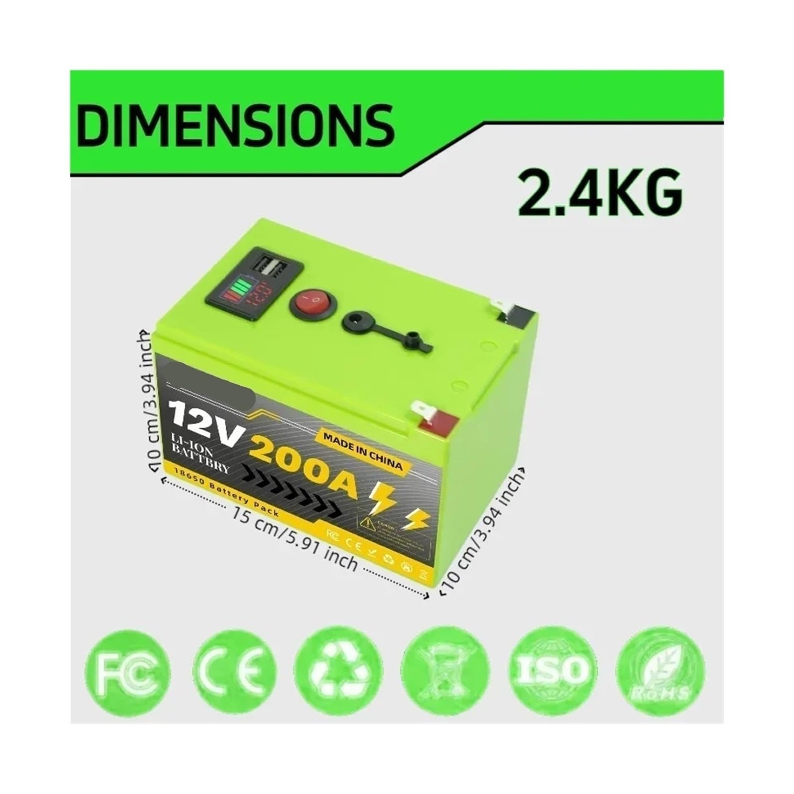 Batería De Ciclo Profundo LiFePO4 De Litio De Gran Capacidad De 12 V Y 200 Ah