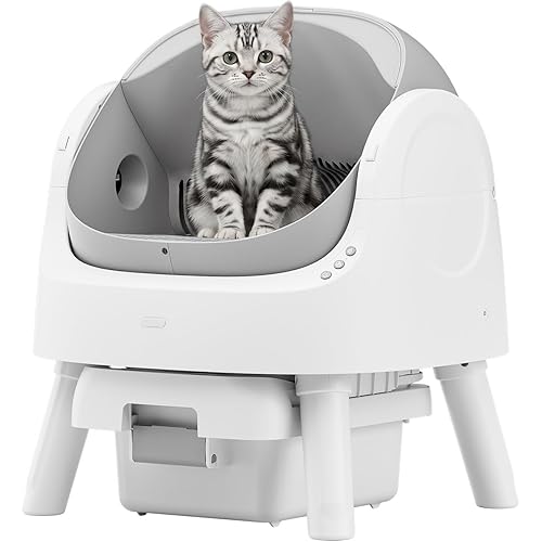 Self Cleaning Cat Litter Box, Automatic Litter Box for Multiple Cats, Integrated Safety Protection with Open-Top Design