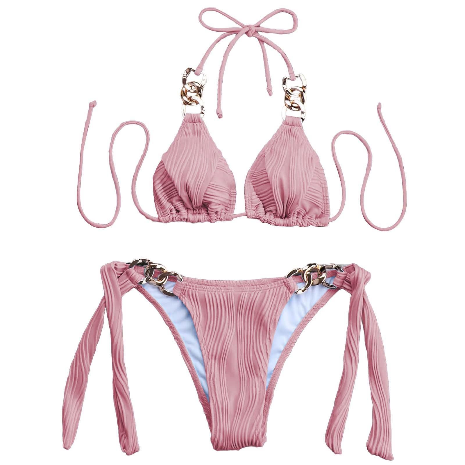 Ladies Bikini Sets Size 6-8, Plus Size Swimsuits for Women, Cross Front Women Two Pieces Bathing Suits Top Ruffled Flounce Swimwear Retirement Gifts for Women Personalised Gifts