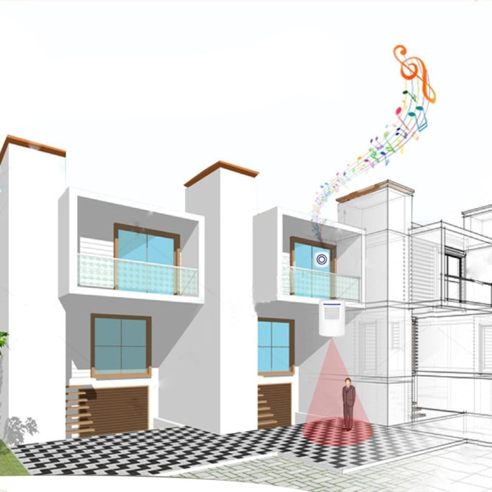 Wireless Doorbell, Volume Adjustment Songs Music 38 Chimes Wireless Doorbell, Entry Door Bell Alarm with Receiver