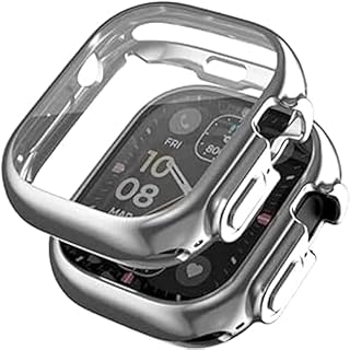 اطار حماية كامل من البولي يوريثين الحراري متوافق مع ساعة ابل سلسلة 8 الترا 49 ملم (فضي)