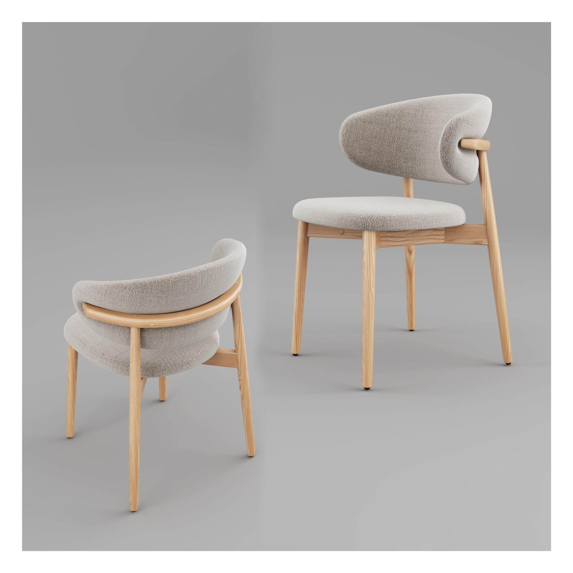 Chaise de salle à manger en bois massif (lot de 2) incurvée et ergonomique