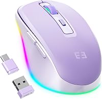 Seenda Vezeték Nélküli USB C Egér Jiggler Funkcióval - Újratölthető, Kettős Vevőegységgel, MacBook Kompatibilis, Lila 1
