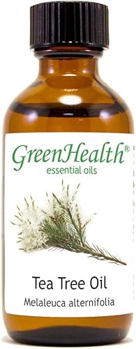 Aceite esencial de árbol de té  Botella de vidrio de 2 fl oz (2.0 fl oz) con tapa  Aceite esencial 100% puro  GreenHealth
