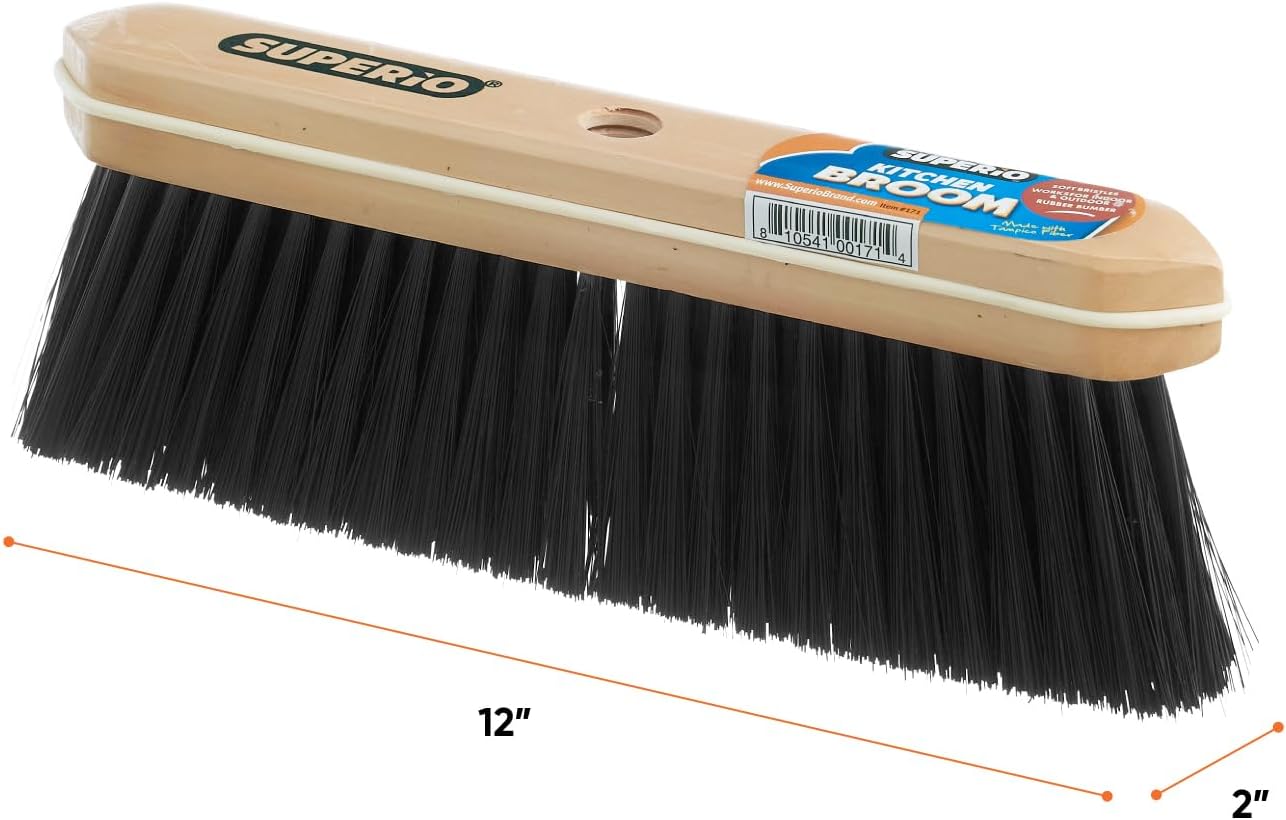 Superio Home, Kitchen Broom Head - Household Easy Sweeping Broom - Tampico/Synthetic Bristles - All Purpose